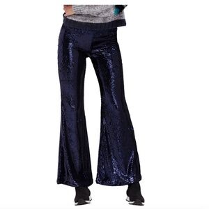 Free People The Minx Sequined Flare-Leg Pants Sz 2